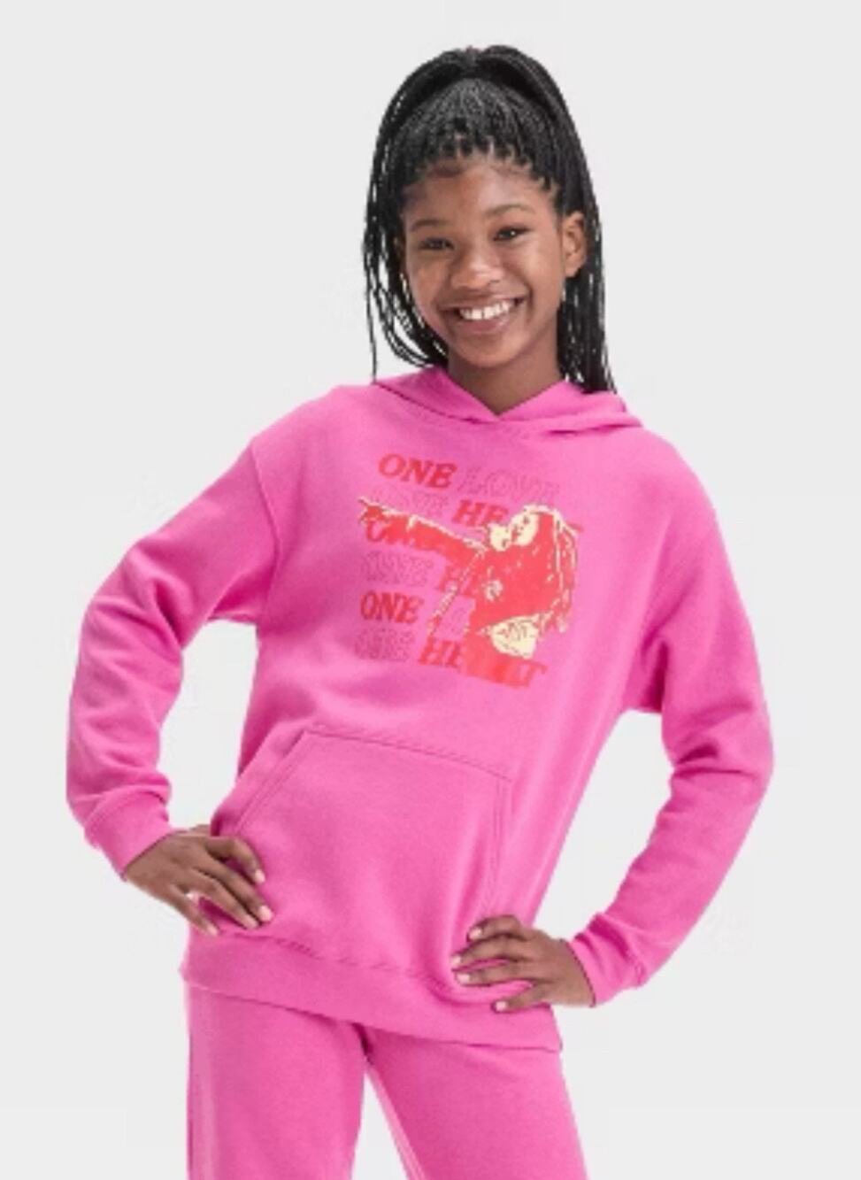 Zion Rootswear Bob Marley Graphic Hoodie Pink Girls Medium NWT